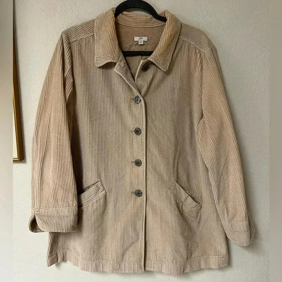 J. Jill Cream Button Up Corduroy Jacket - Women's Size XLarge - Picture 1 of 12